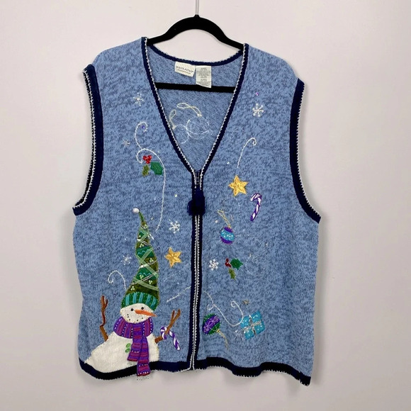White Stag Women’s Holiday Sweater with snowman - Picture 1 of 8